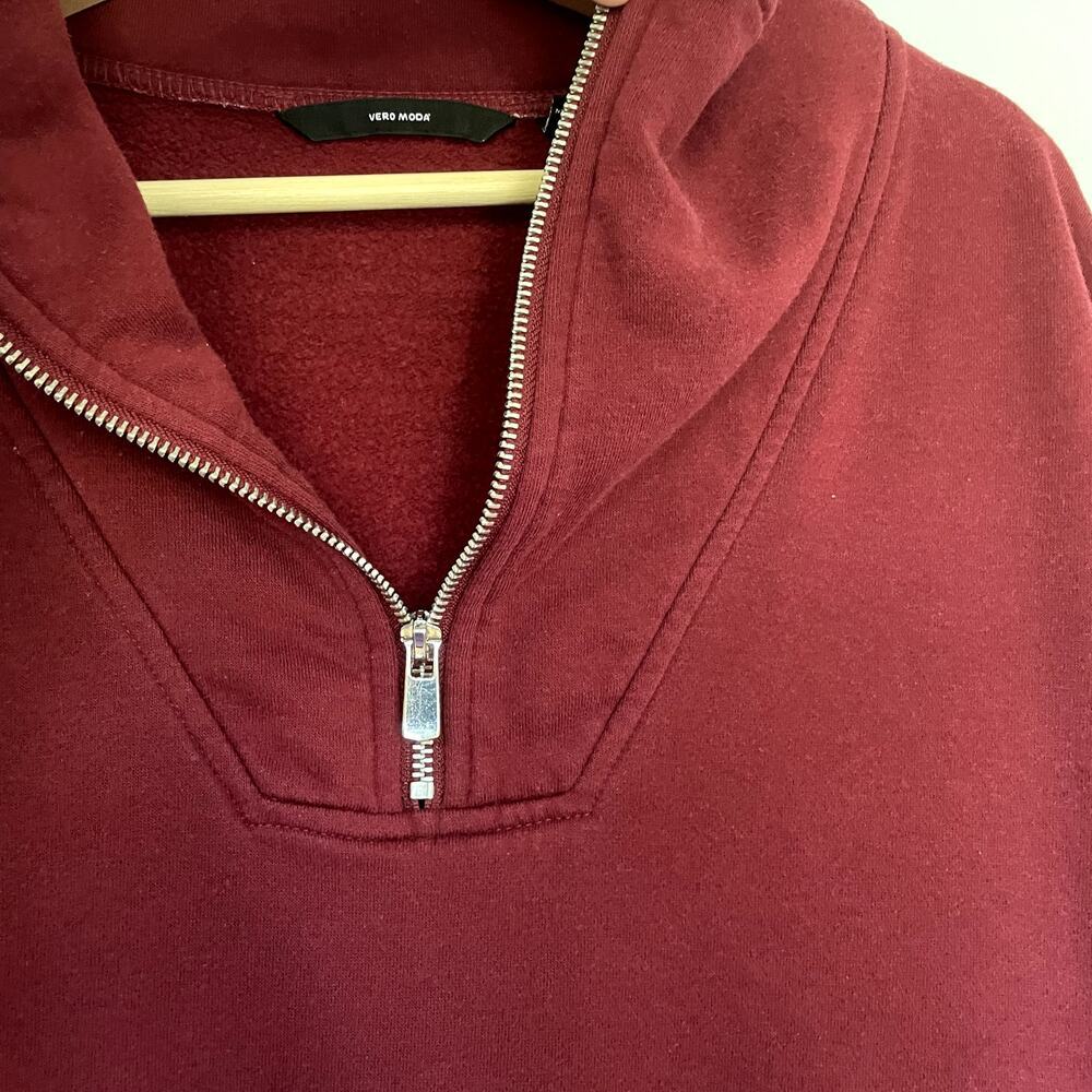 Vero Moda red quarter zip women's size medium pullover sweater fall top casual - Picture 5 of 8